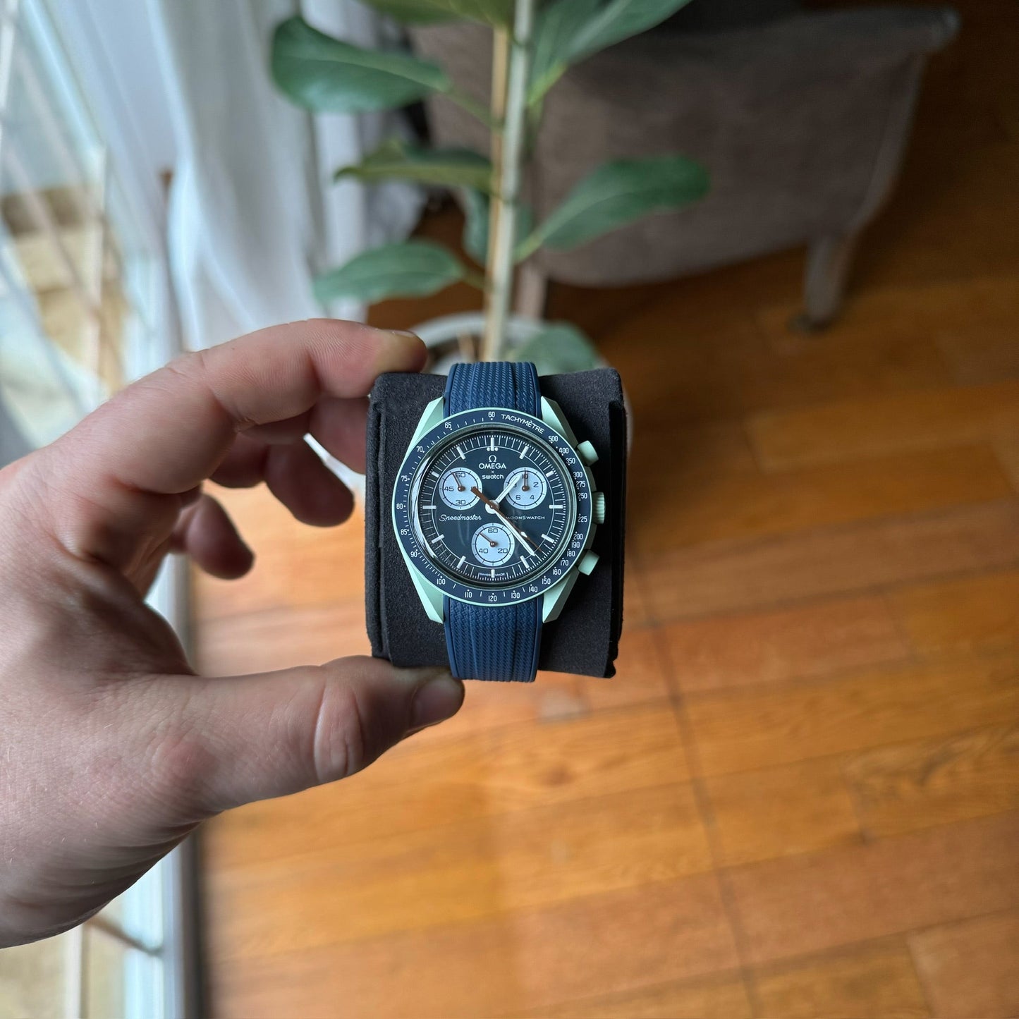 Woven rubber strap for Swatch X Omega watch