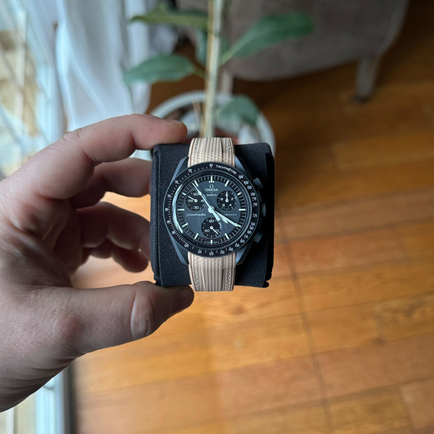 STITCHED WOVEN RUBBER STRAP for SWATCH X OMEGA