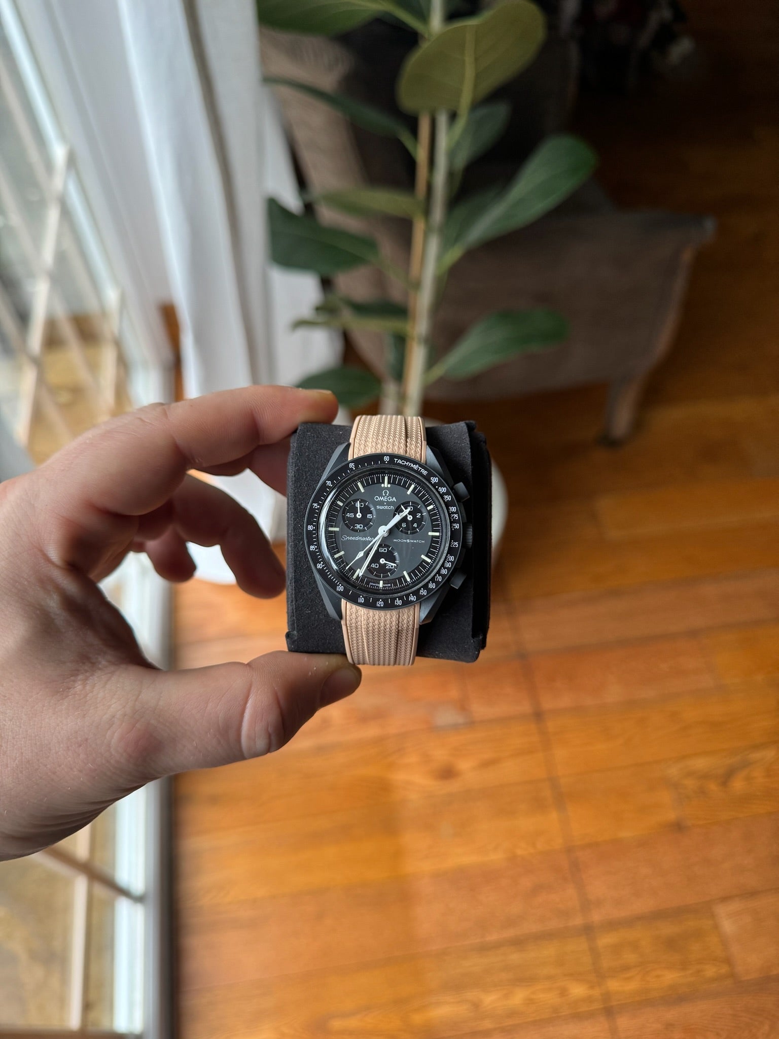 Woven rubber strap for Swatch X Omega watch