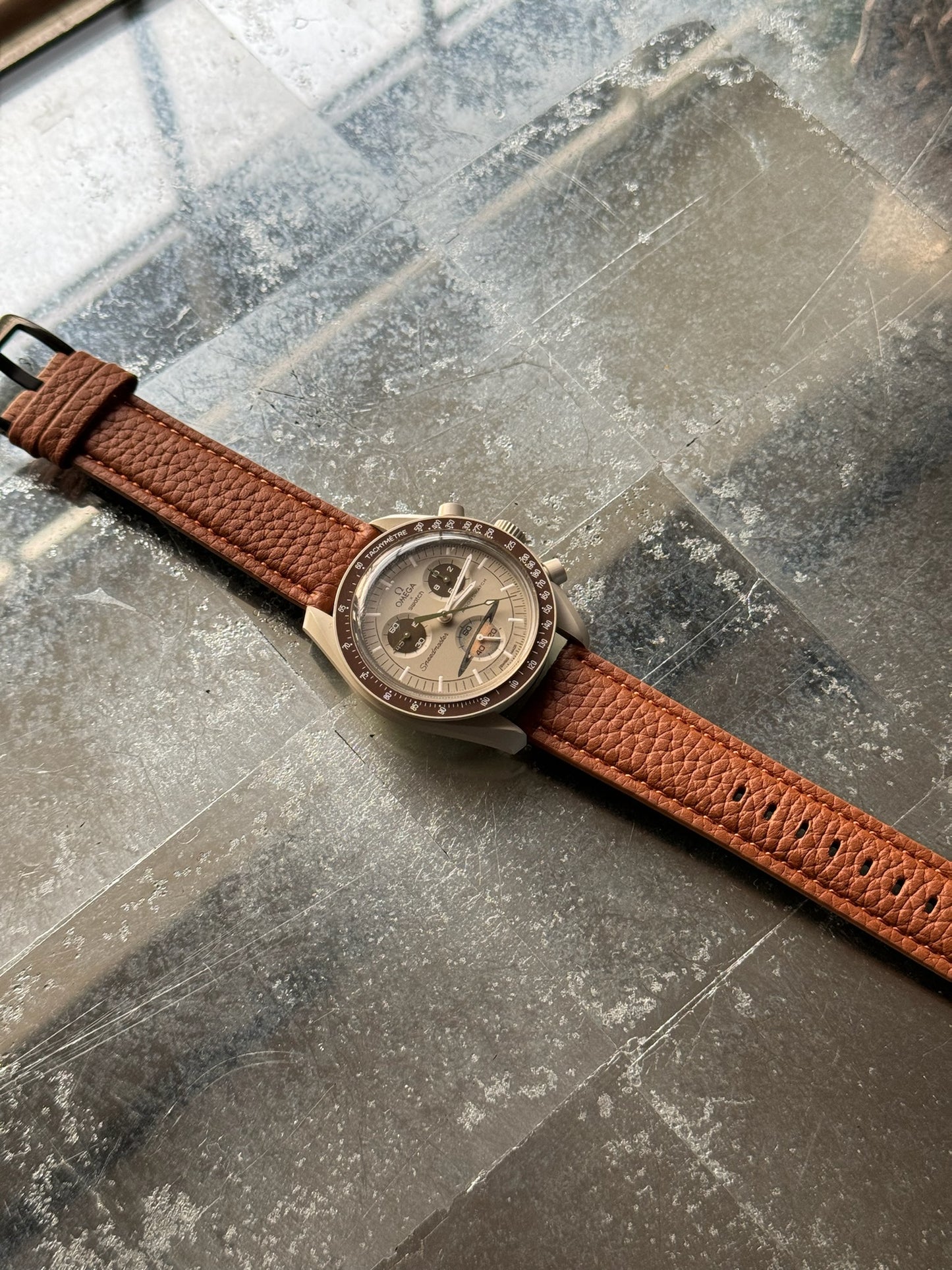 PEBBLE LEATHER STRAP for SWATCH x OMEGA - QUICK RELEASE