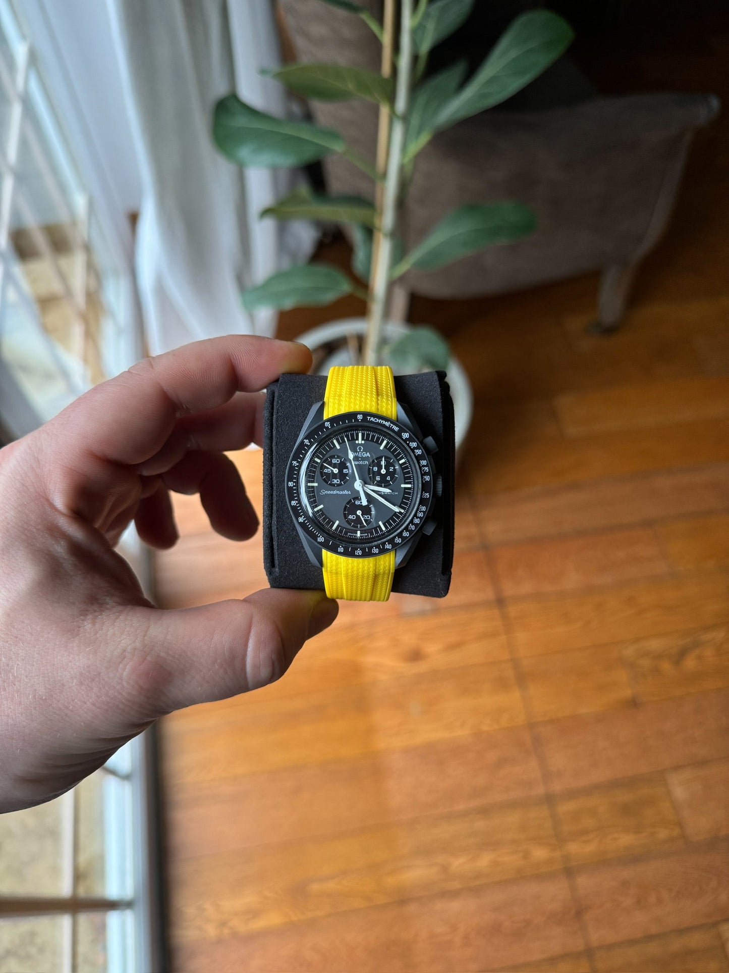 Woven rubber strap for Swatch X Omega watch