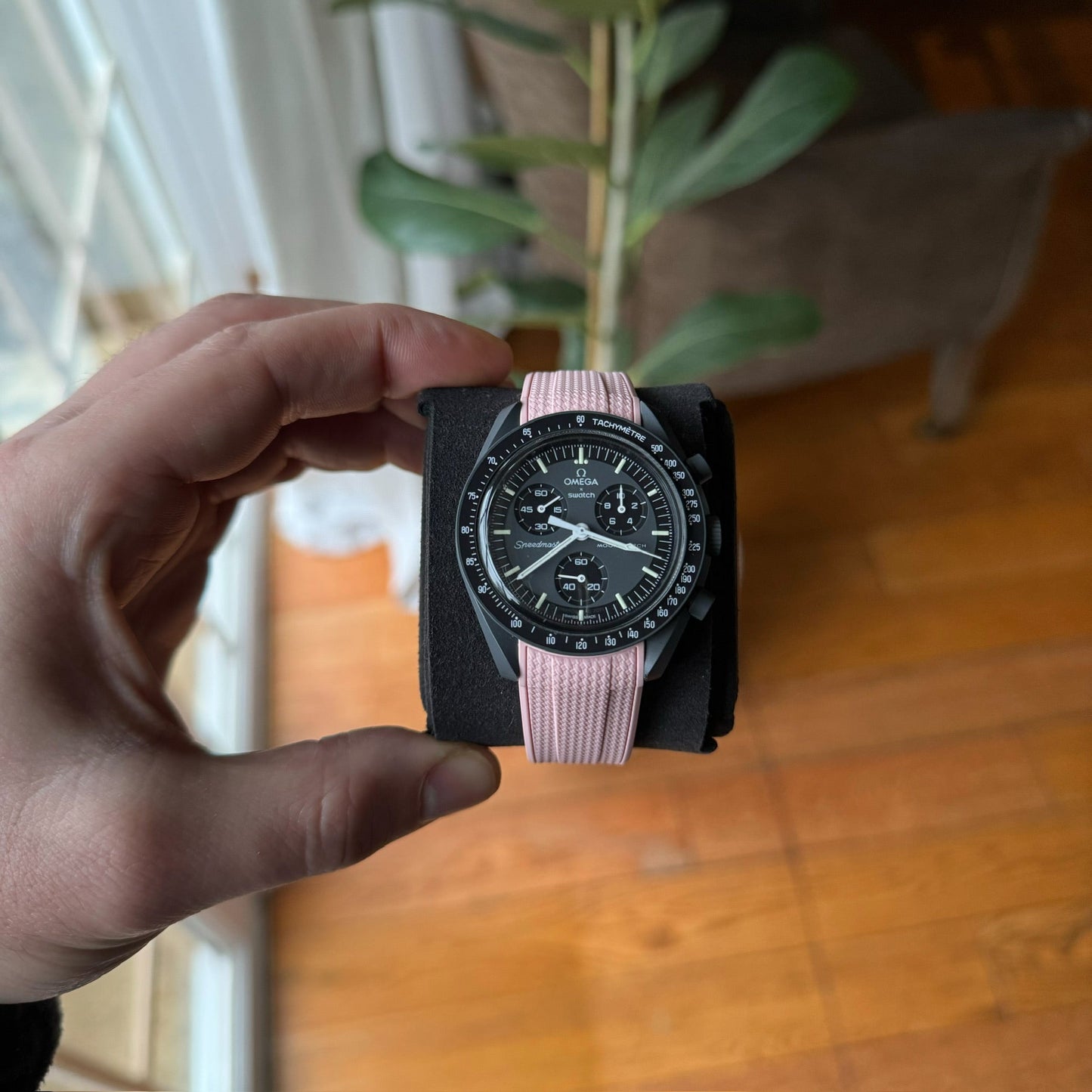 Woven rubber strap for Swatch X Omega watch