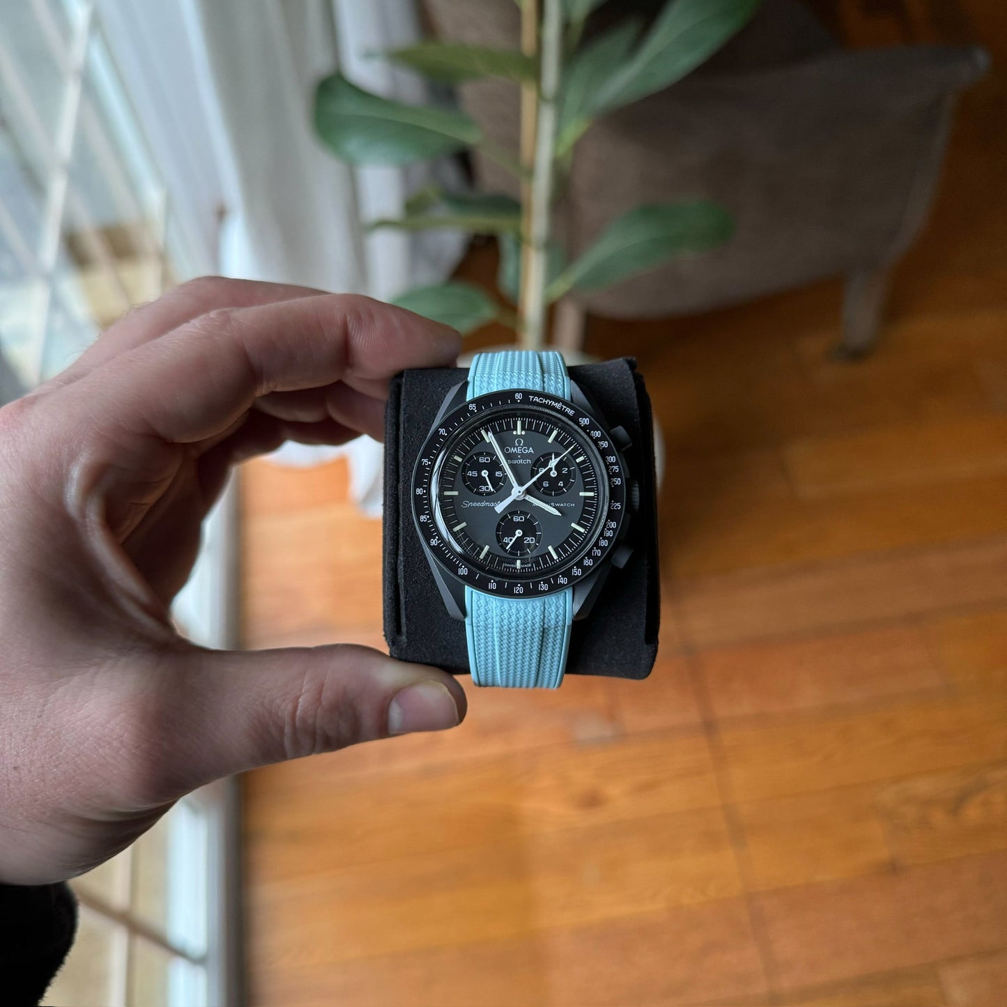 Woven rubber strap for Swatch X Omega watch