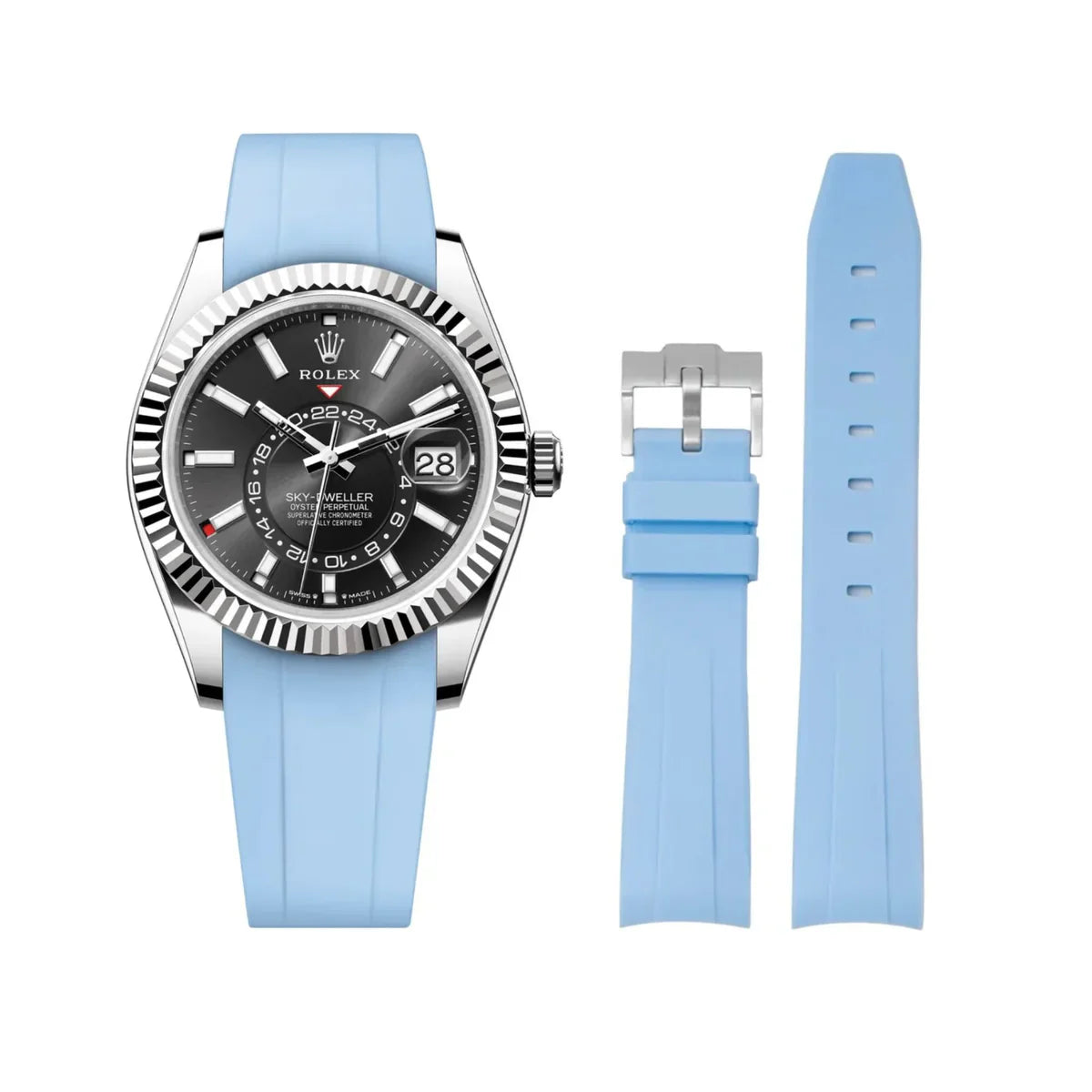 RUBBER STRAP for ROLEX SKY-DWELLER - BUCKLE - COPY