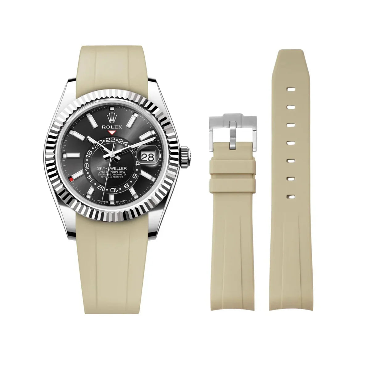 RUBBER STRAP for ROLEX SKY-DWELLER - BUCKLE - COPY