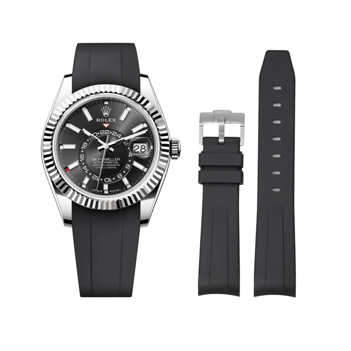 RUBBER STRAP for ROLEX SKY-DWELLER - BUCKLE - COPY