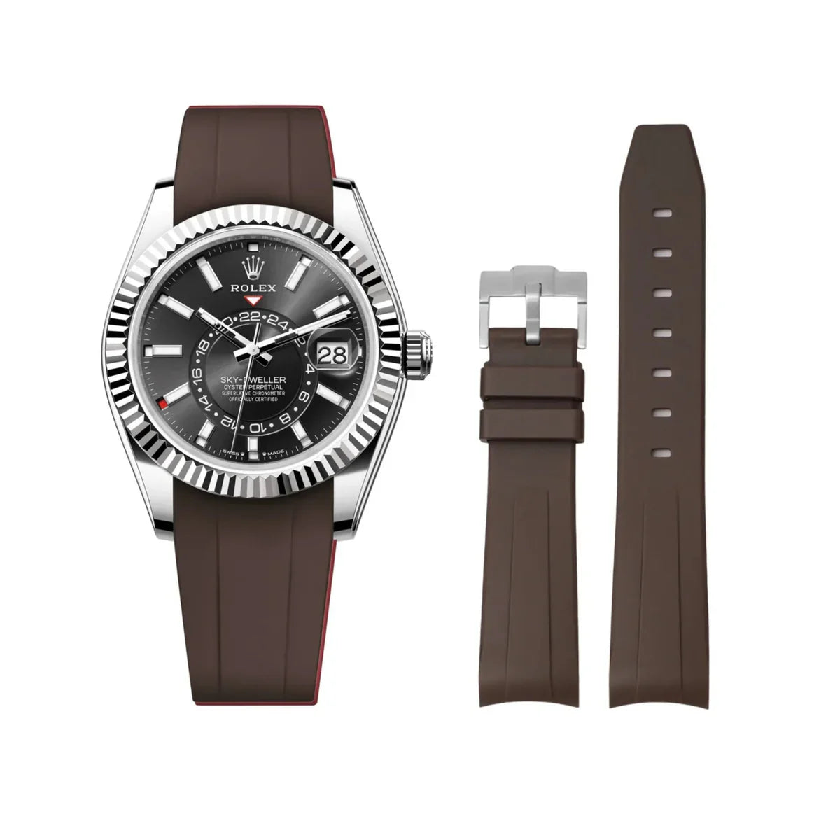RUBBER STRAP for ROLEX SKY-DWELLER - BUCKLE - COPY