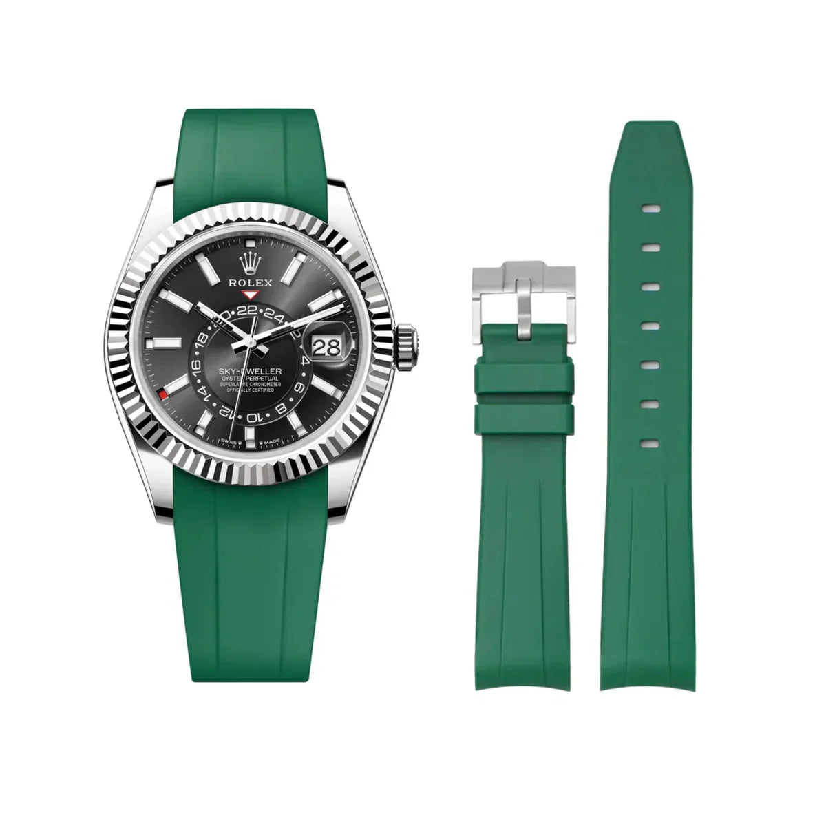RUBBER STRAP for ROLEX SKY-DWELLER - BUCKLE - COPY