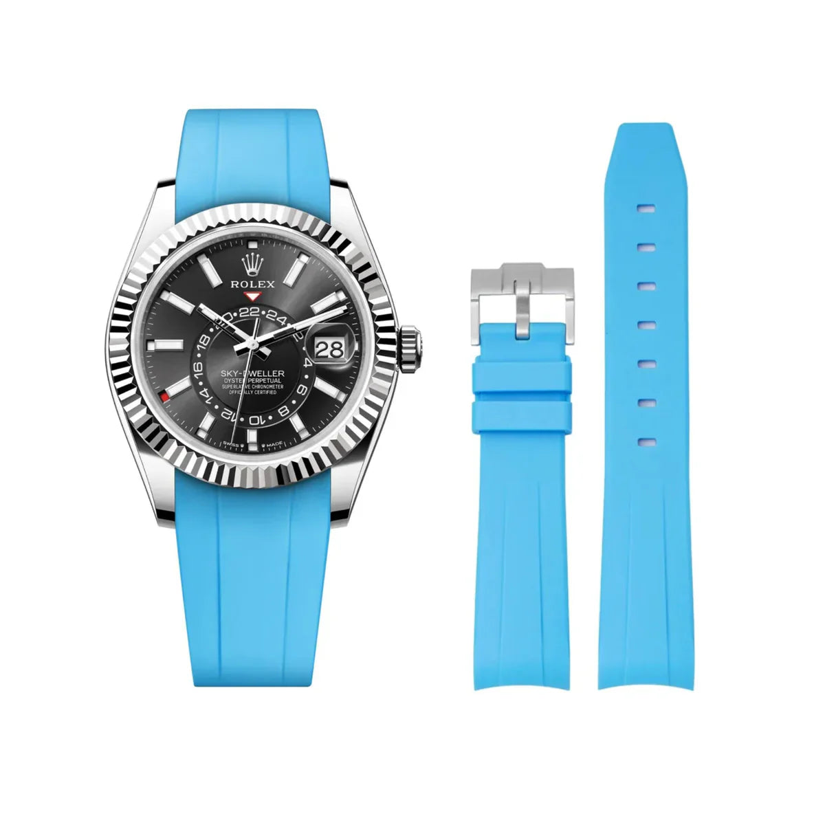 RUBBER STRAP for ROLEX SKY-DWELLER - BUCKLE - COPY