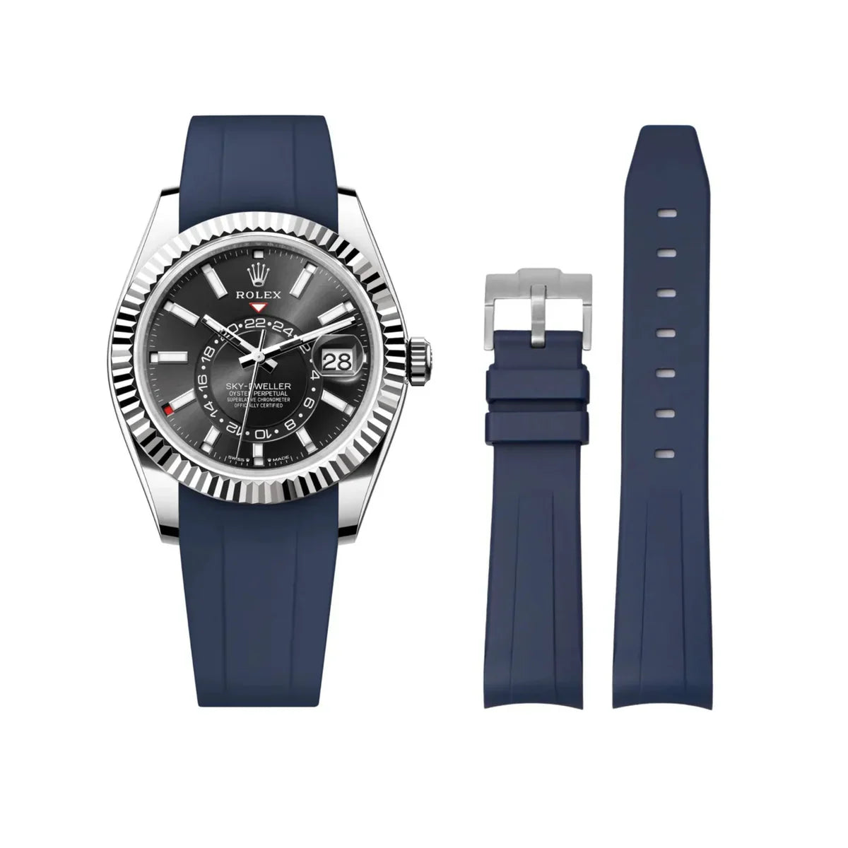 RUBBER STRAP for ROLEX SKY-DWELLER - BUCKLE - COPY