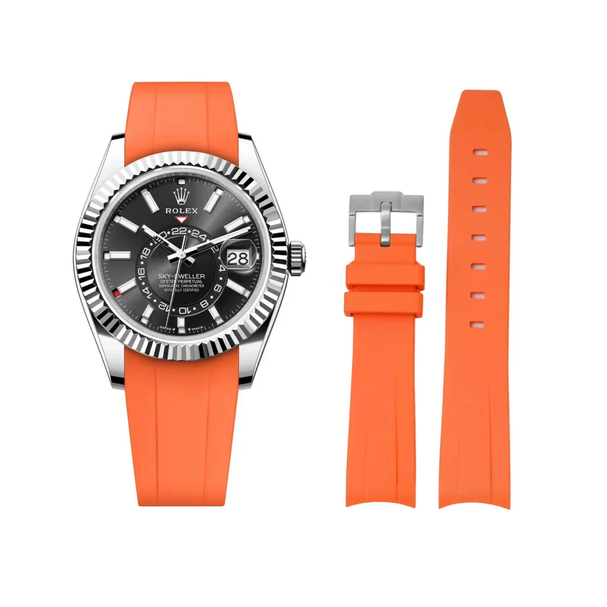 RUBBER STRAP for ROLEX SKY-DWELLER - BUCKLE - COPY