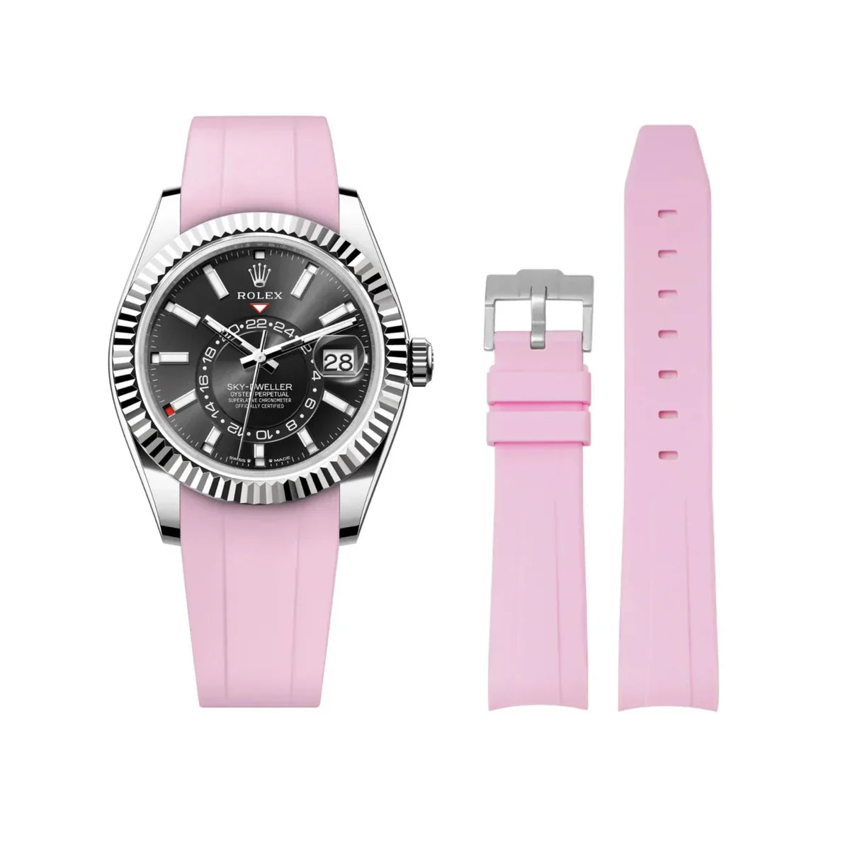 RUBBER STRAP for ROLEX SKY-DWELLER - BUCKLE - COPY