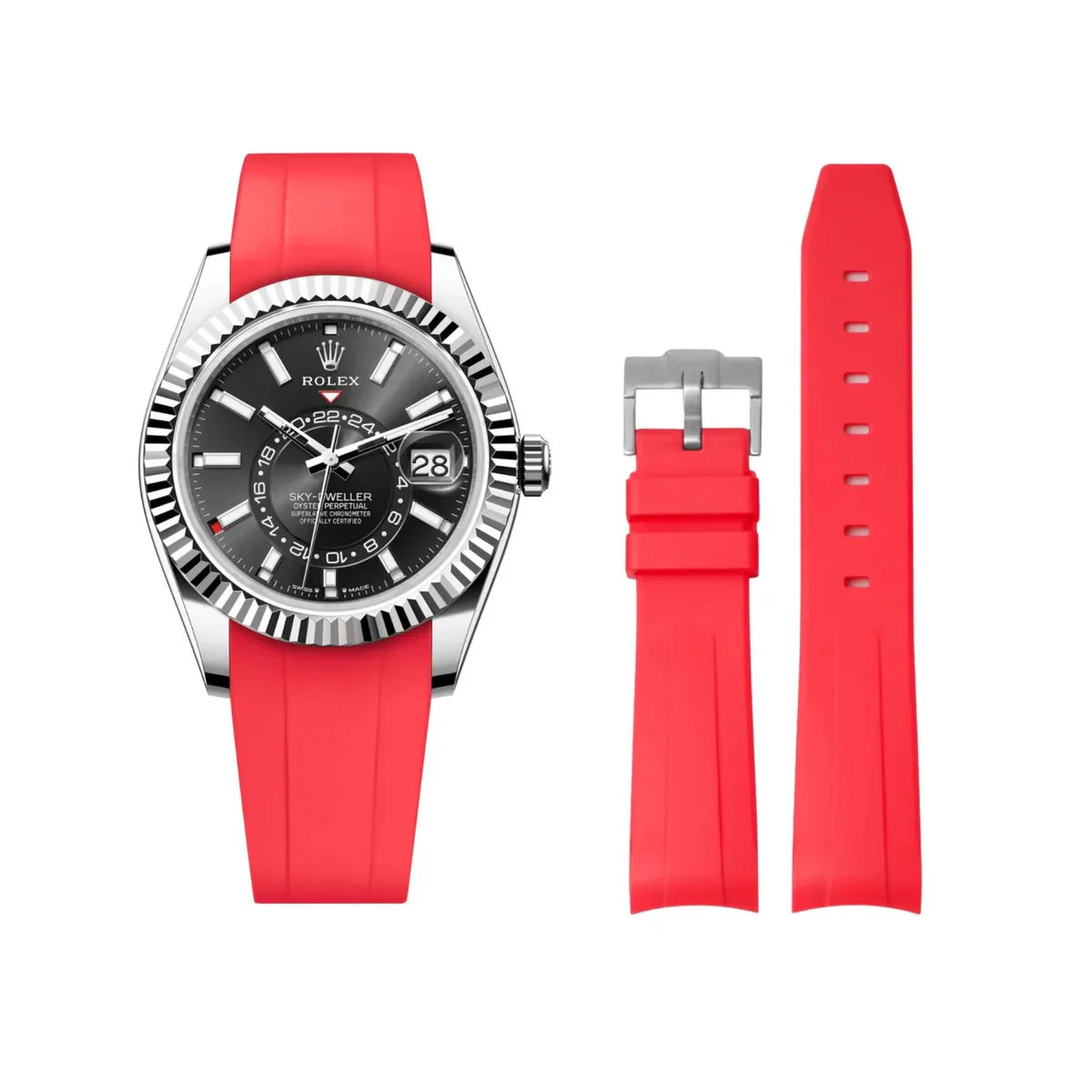 RUBBER STRAP for ROLEX SKY-DWELLER - BUCKLE - COPY